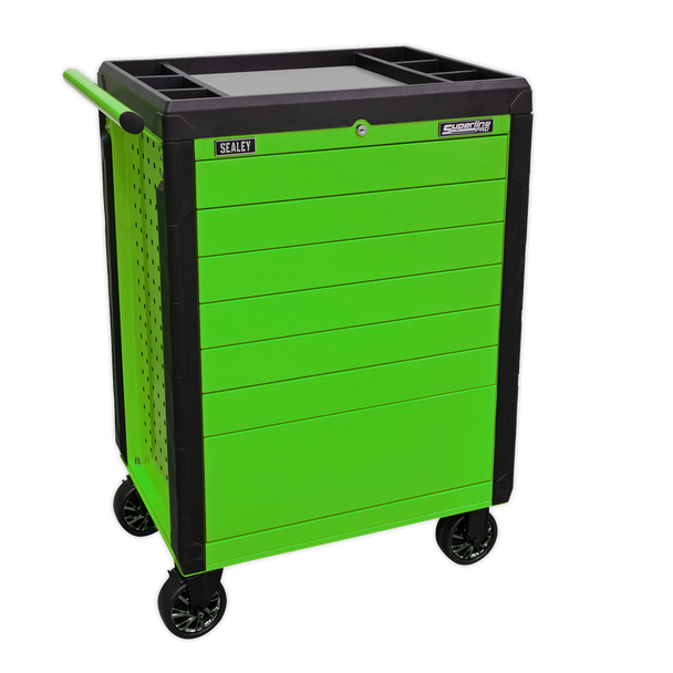 Superline PRO® Push-To-Open Rollcab 7 Drawer - Green