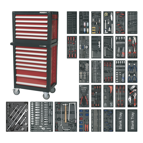 Premier Topchest & Rollcab Combination 14 Drawer with 1233pc Tool Kit