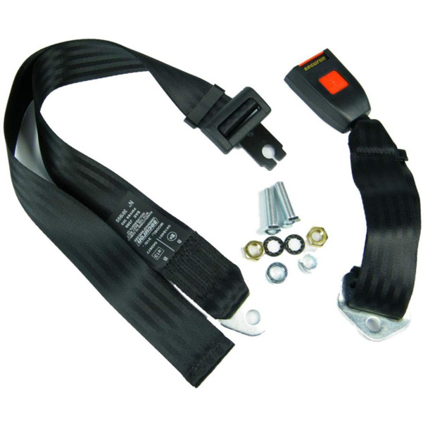 Securon Defender Rear Centre Lap Seat Belt Seatbelt SECURON 210 for Series, black seat belt with mounting hardware and safety buckle for vehicle security.