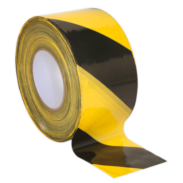 Non-Adhesive Hazard Warning Barrier Tape 80mm x 100m - Black/Yellow