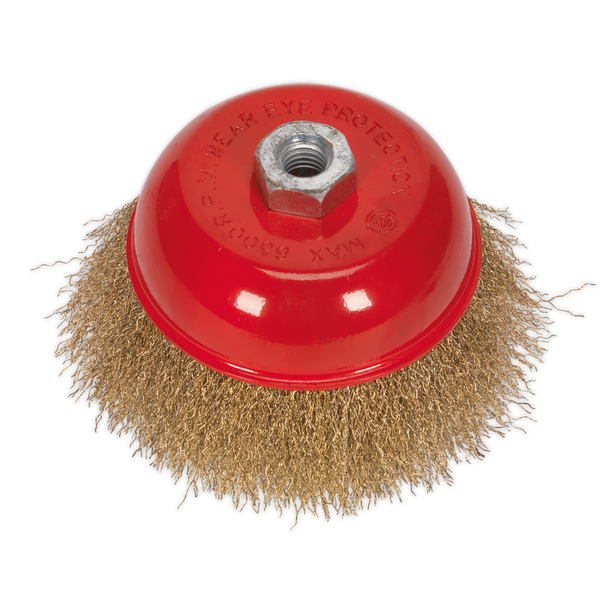 125mm Brassed Steel Crimped Wire Cup Brush M14 x 2mm