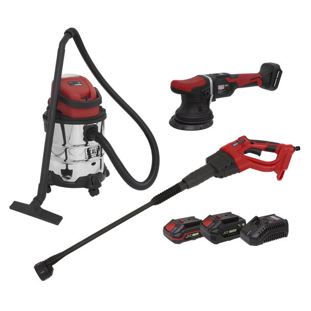 3 x SV20 Series Cordless Power Tool Car Valeting Kit 20V - 2 Batteries