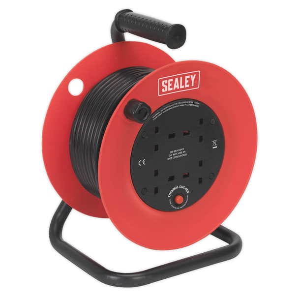 25m Heavy-Duty Cable Reel with Thermal Trip 4 x 230V - CR25/1.5