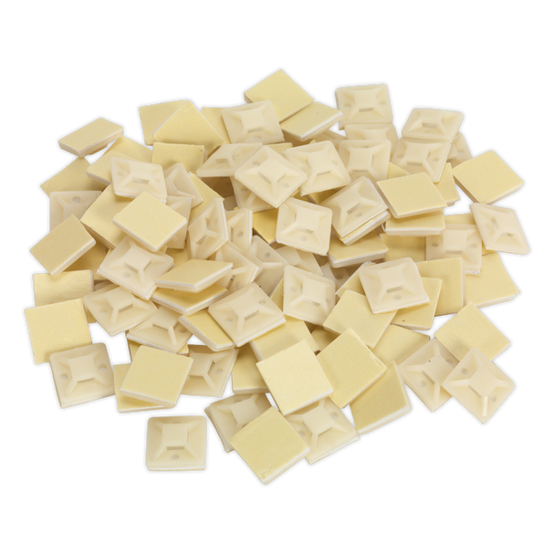 Self-Adhesive Cable Tie Mount 20 x 20mm, White - Pack of 100