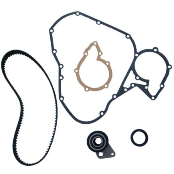 Dayco Timing Belt Kit DAYCO Cam Belt for Defender 200TDi, image showing various engine timing components including a timing belt, gaskets, and seals. Dayco Timing Belt Kit DAYCO Cam Belt for Defender 200TDi, image showing various engine timing components including a timing belt, gaskets, and seals.