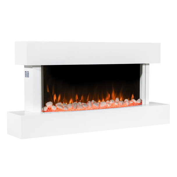 Baridi Wall Mounting Electric Fireplace with LED Flame Effect 46" - White