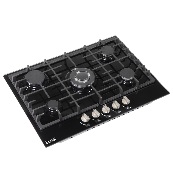 Baridi Gas Hob with 5 Cooking Zones 70cm - Black