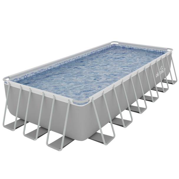 Dellonda Deluxe Steel Frame Rectangular Swimming Pool with Step Ladder & Filter Pump 25ft