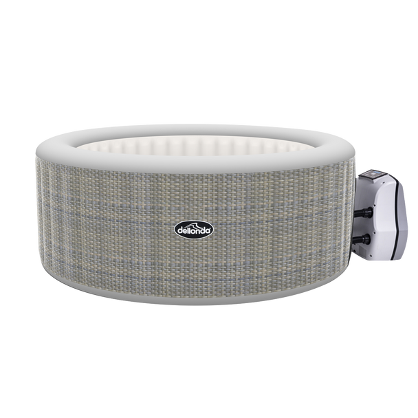 Dellonda 2-4 Person Inflatable Hot Tub/Spa with Smart Pump - Rattan Effect