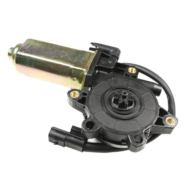 Direct Replacement Front Left Window Regulator Electric Motor for Discovery 2, image of a black and gold electric window regulator motor assembly for a Land Rover Discovery 2 vehicle.