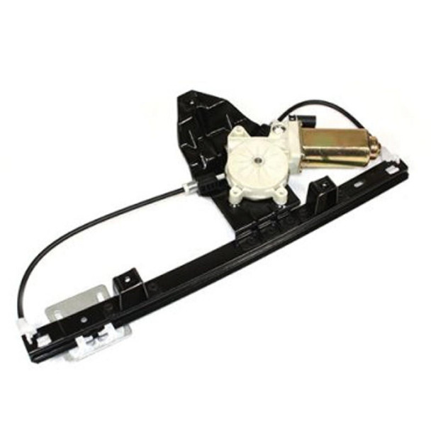 Direct Replacement Window Regulator & Motor Rear Right Hand for Freelander 1, automotive window regulator with motor and black metal frame.