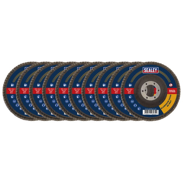 115mm Aluminium Oxide Flap Discs 60Grit 22mm Bore - Pack of 10