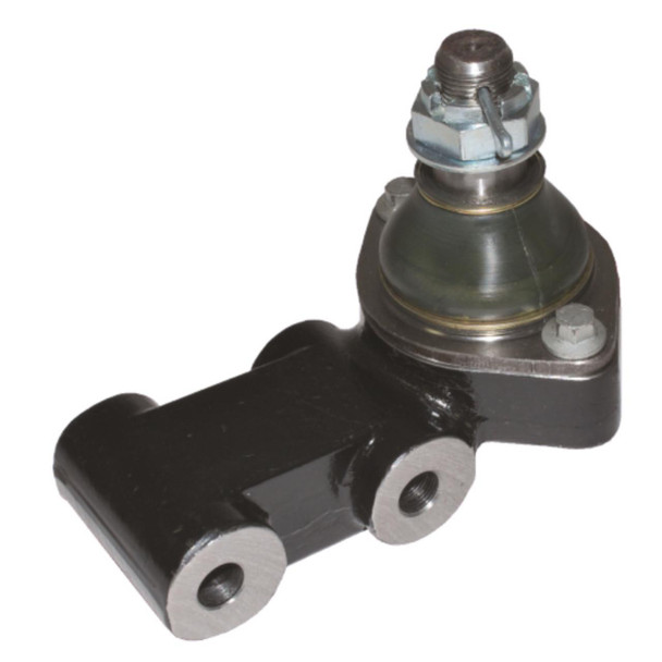 Terrafirma A-Frame Bracket and Ball Joint for Defender, Discovery 1, Range Rover Classic, close-up view of the black metal bracket with ball joint attached, used in vehicle suspension systems.