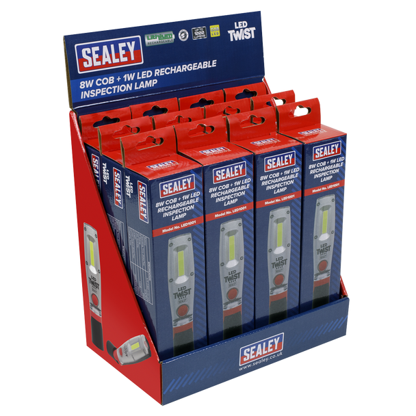 LED Twist Rechargeable Inspection Light 8W - Display Box of 12