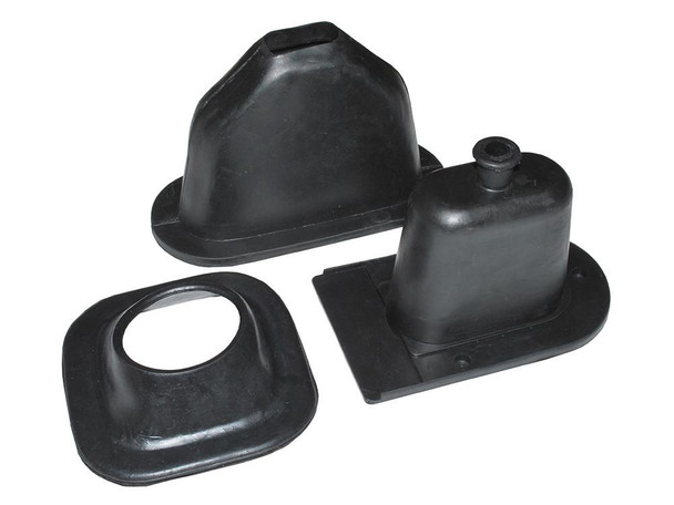 Britpart Replacement Gearbox and Handbrake Lever Rubber Boot Gaiter Kit for Series (DA2466), black rubber boots for gear shift and handbrake with mounting bases.