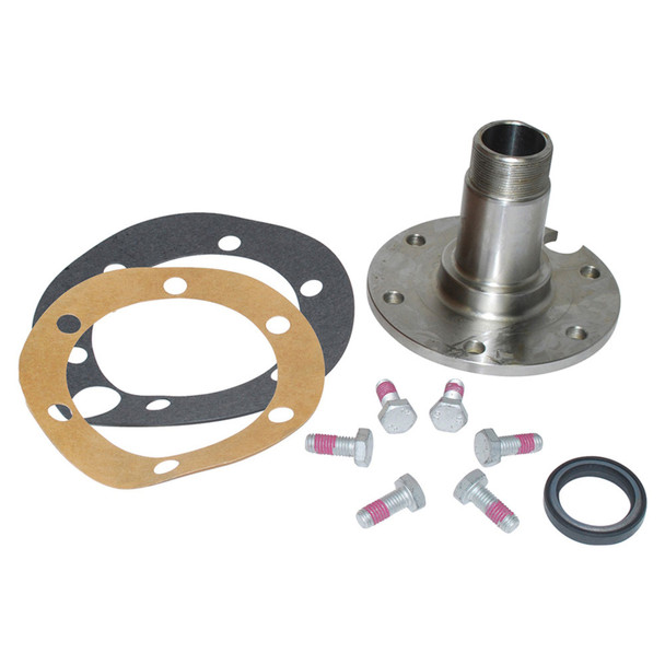 Britpart Rear Stub Axle Kit for Defender, vehicle repair parts including axle flange, gaskets, bolts, and seal for land rover Defender rear axle repair.