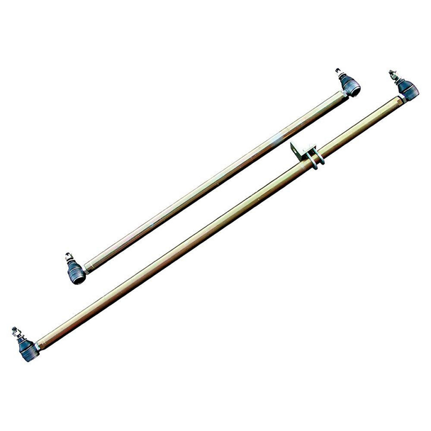 Britpart Heavy-Duty Solid Steel Drag and Track Rod Steering Arms for Discovery 1, durable steel steering arms with black ball joints for off-road vehicle suspension and steering.