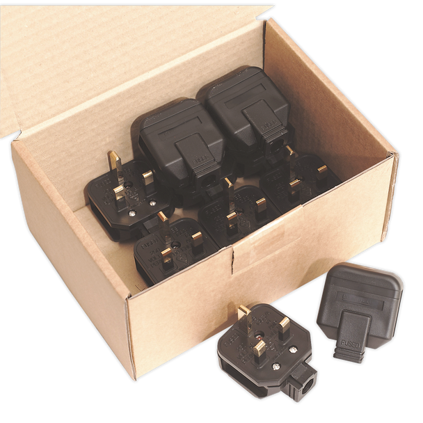 13A Heavy-Duty Plug, Black - Pack of 10