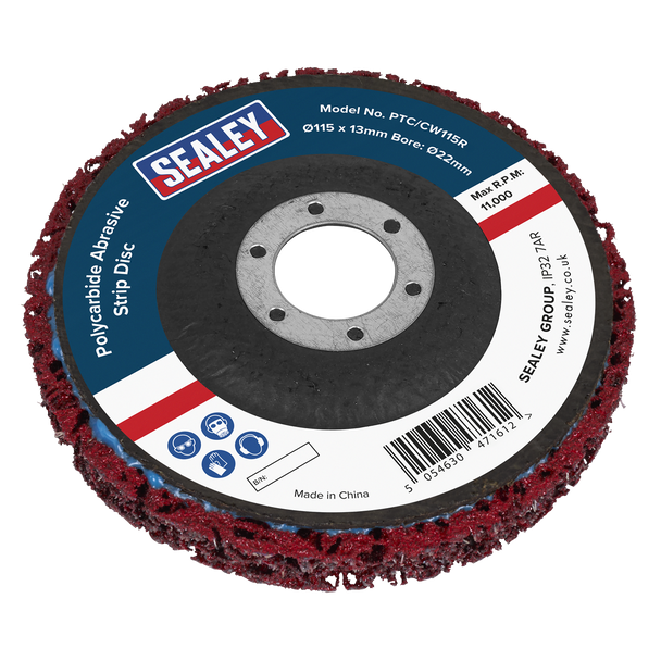 Polycarbide Abrasive Strip Disc 115 x 13 x 22mm - Red