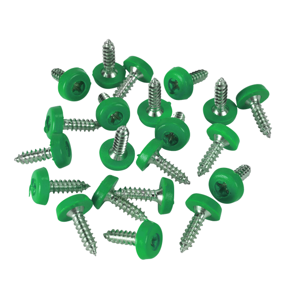 Numberplate Screws 4.8 x 18mm, Green - Pack of 50
