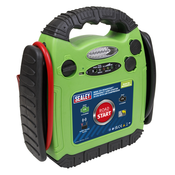 RoadStart® 12V Emergency Jump Starter with Air Compressor 900 Peak Amps - RS1322HV