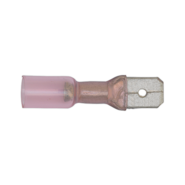 Heat Shrink Push-On Male Terminal 6.3mm, Red - Pack of 25