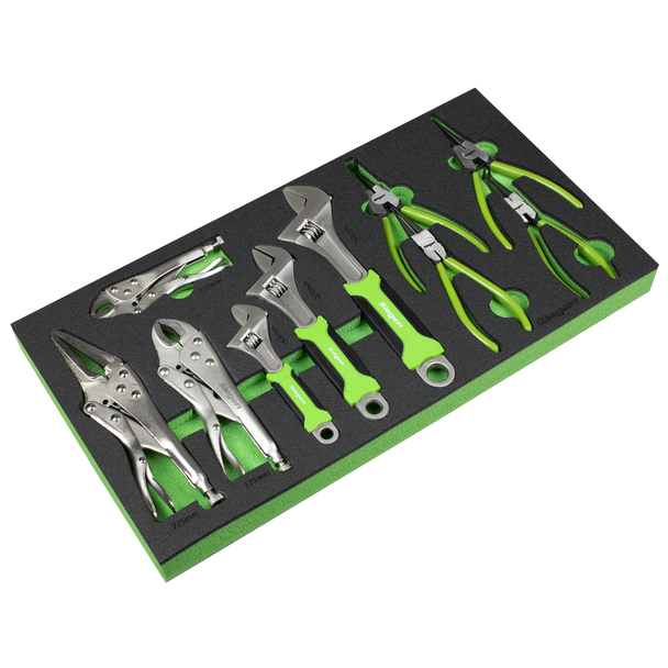 Siegen Adjustable Wrench & Pliers Set with Tool Tray 10pc