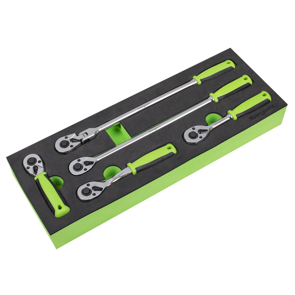 Ratchet Wrench Set 1/4"Sq 5pc Drive Flip Reverse