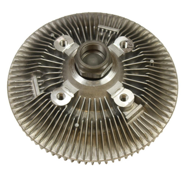 Direct Replacement Viscous Fan Coupling Unit for Defender Discovery 1 300 TDi, metallic fan clutch with fins and central mounting hub.