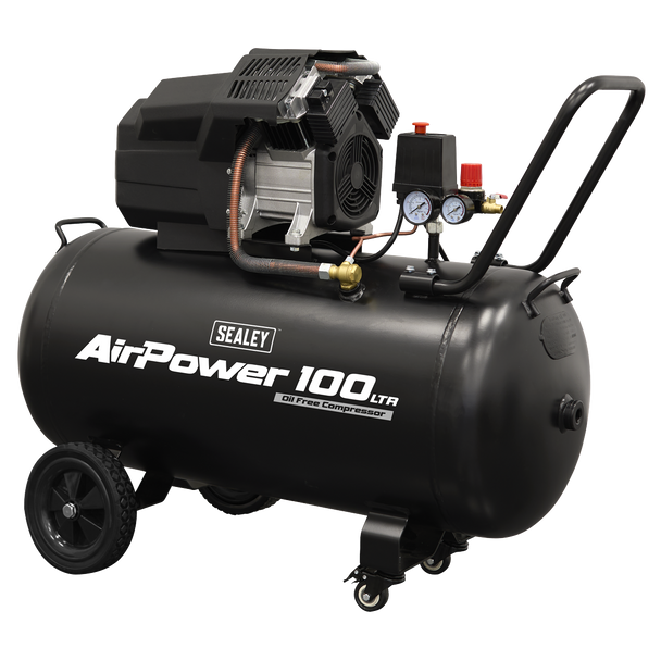 Air Compressor 100L V-Twin Oil Free Direct Drive 3hp