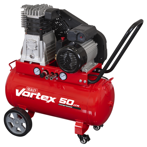 50L Belt Drive Air Compressor with Cast Cylinders & Wheels 3.5hp