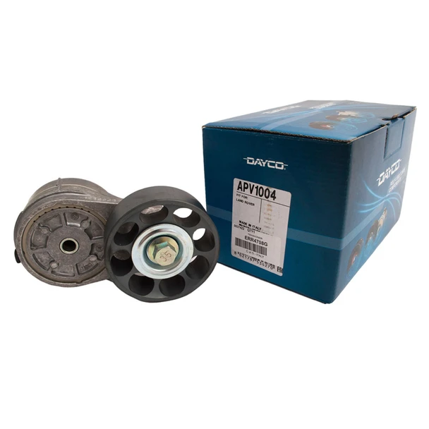 Dayco Drive Belt Tensioner | DAYCO - ERR4708 for Defender/Discovery 300TDi, automotive engine part with pulley and tensioner mechanism.