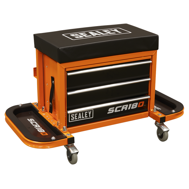 Mechanic's Utility Seat & Toolbox - Orange