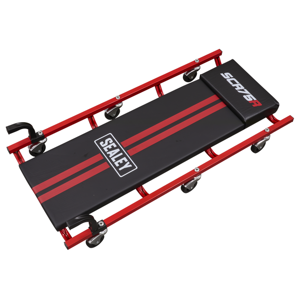 36" Deluxe American-Style Creeper with Steel Frame & 6 Wheels - Red