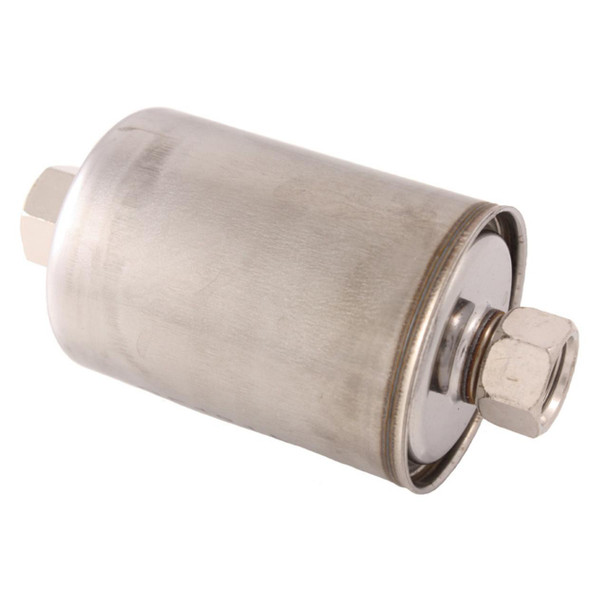 Direct Replacement Petrol Fuel Filter for Range Rover P38 V8, metallic cylindrical fuel filter with inlet and outlet fittings. Direct Replacement Petrol Fuel Filter for Range Rover P38 V8, metallic cylindrical fuel filter with inlet and outlet fittings.