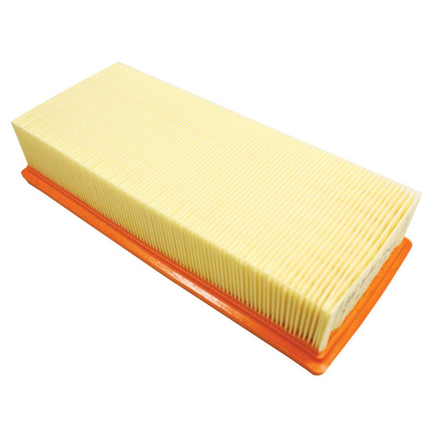 Direct Replacement Air Filter 1.8 Petrol & 2.0D Diesel Engine for Freelander 1, automotive cabin air filter with yellow pleated filter media and orange rubber gasket.