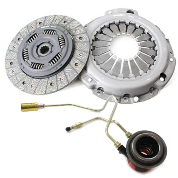 Borg & Beck Clutch Kit Borg & Beck With Slave Cylinder & Bearing for Freelander 1 Td4, automotive clutch kit components including clutch disc, pressure plate, slave cylinder, and release bearing.