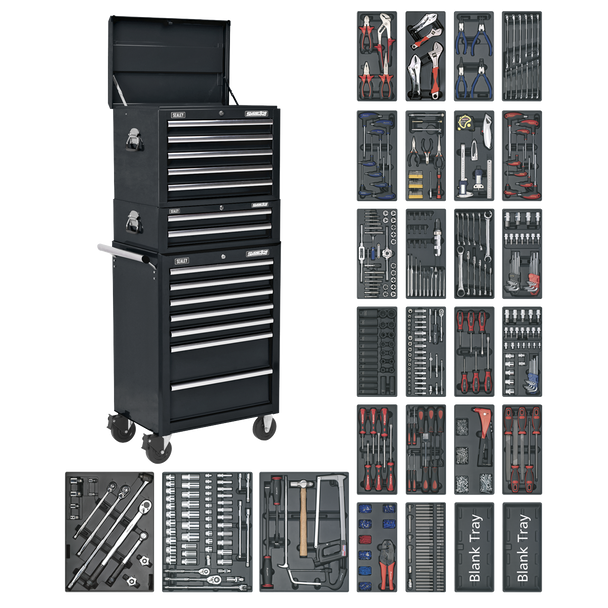 Superline PRO® Tool Chest Combination 14 Drawer with 1179pc Tool Kit - Black