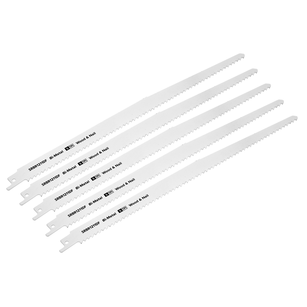Reciprocating Saw Blade for Wood & Nails 300mm 6tpi - Pack of 5