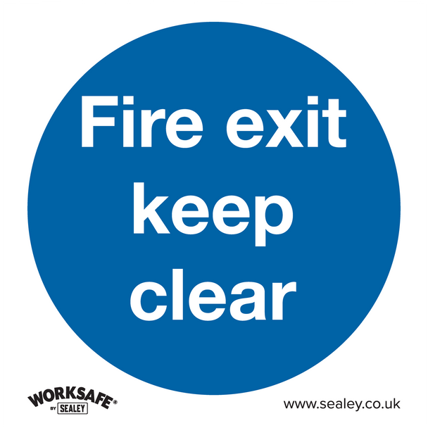 Worksafe® Fire Exit Keep Clear Safety Sign - Self-Adhesive Vinyl - SS2V1