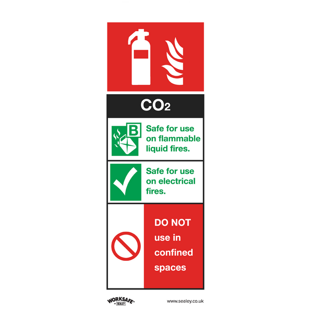 Worksafe® CO2 Fire Extinguisher Safety Sign, Self-Adhesive Vinyl - Pack of 10