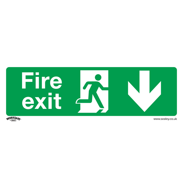 Worksafe® Fire Exit (Down) Safety Sign - Self-Adhesive Vinyl
