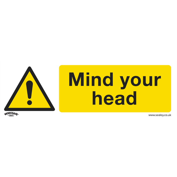 Worksafe® Mind Your Head Safety Sign - Self-Adhesive Vinyl