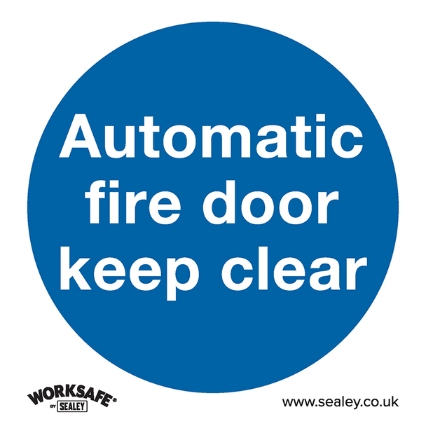 Worksafe® Automatic Fire Door Keep Clear Safety Sign, Rigid Plastic - Pack of 10