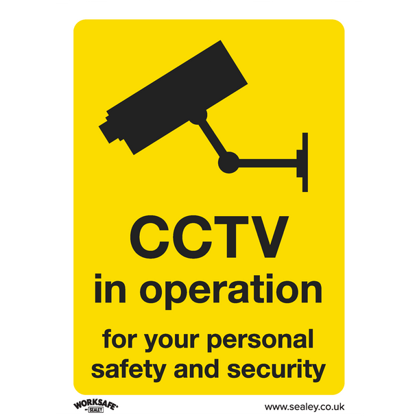 Worksafe® CCTV Safety Sign, Self-Adhesive Vinyl - Pack of 10