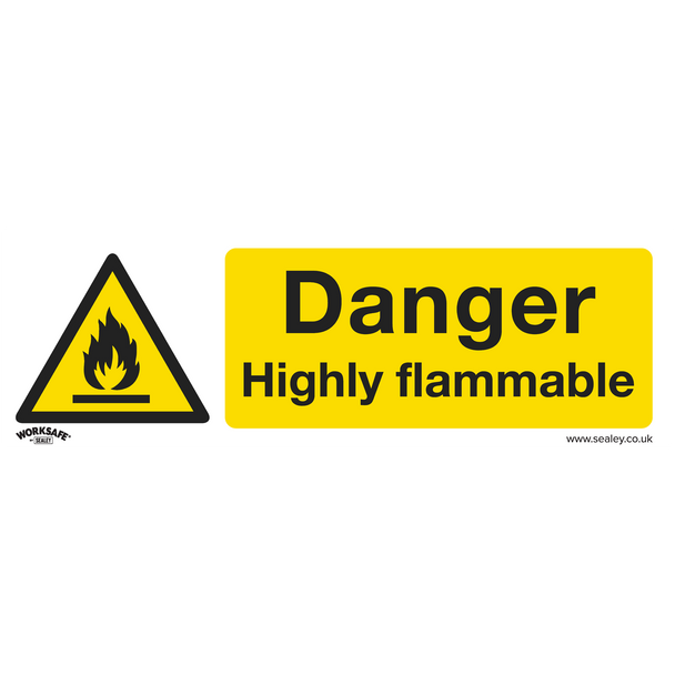Worksafe® Danger Highly Flammable Safety Sign - Rigid Plastic