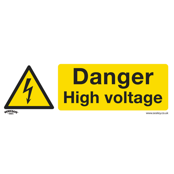 Worksafe® Danger High Voltage Safety Sign, Self-Adhesive Vinyl - Pack of 10