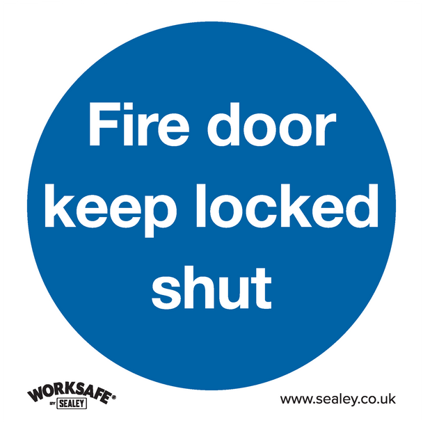 Worksafe® Fire Door Keep Locked Shut Safety Sign, Self-Adhesive Vinyl - Pack of 10