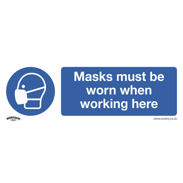 Worksafe® Masks Must Be Worn Safety Sign - Self-Adhesive Vinyl