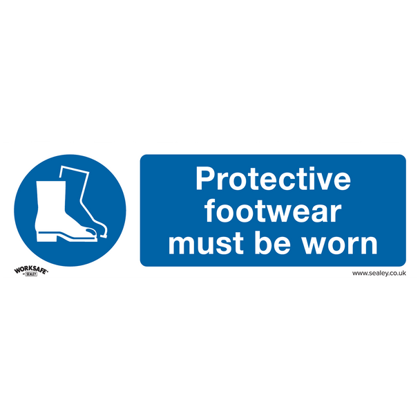 Worksafe® Protective Footwear Must Be Worn Safety Sign, Self-Adhesive Vinyl - Pack of 10